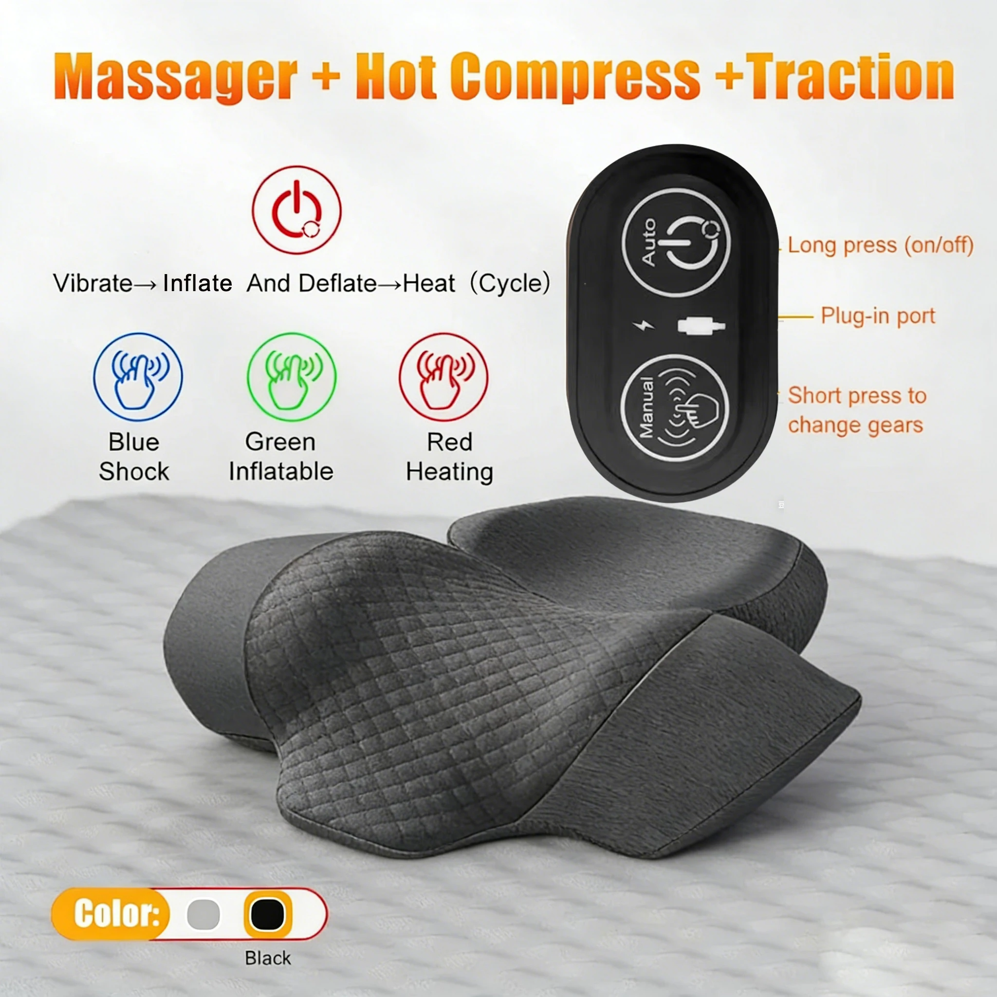 Nackenmassagekissen mit Wärme und Vibration zum Schutz der Halswirbelsäule und zur Linderung von Schlafproblemen