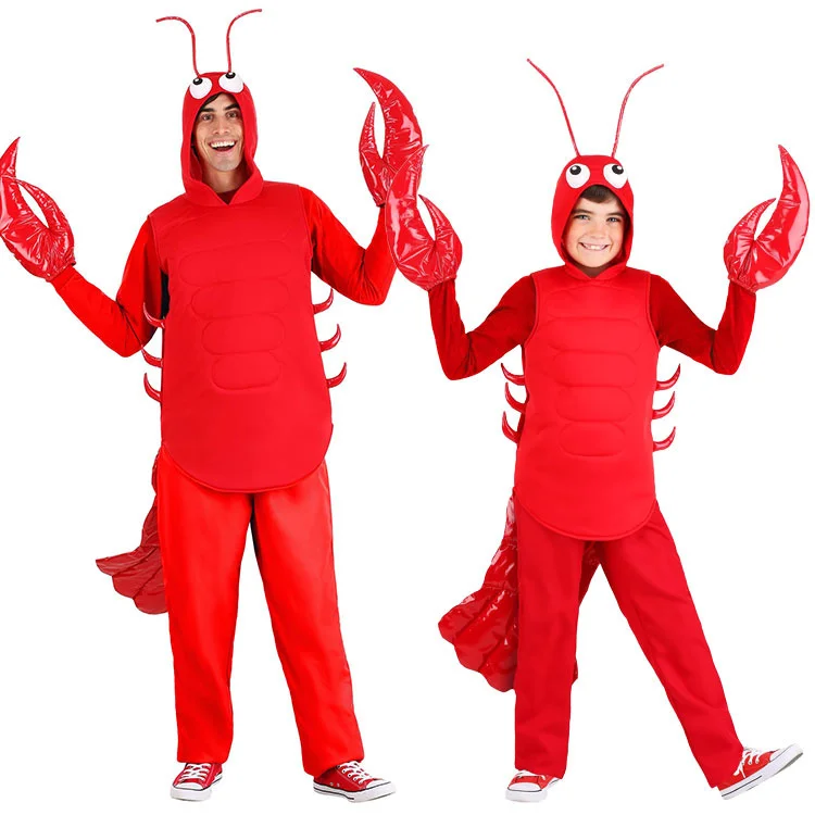 Adult Halloween Red Lobster Costume Shrimp Cosplay Clothes Adult Crayfish Crab Costume Funny Dress Props New Year Gift