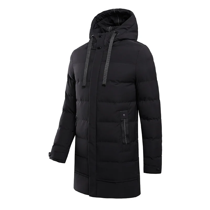 Chaqueta gruesa larga para hombre, Parkas cálidas con capucha, abrigos clásicos a prueba de viento, Parka de algodón con bolsillo, ropa de abrigo