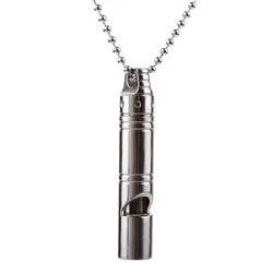 Dog Training Titanium Alloy Whistle With Stainless Steel Neck Chain High Decibel Whistle Outdoor Survival Whistle Keychain