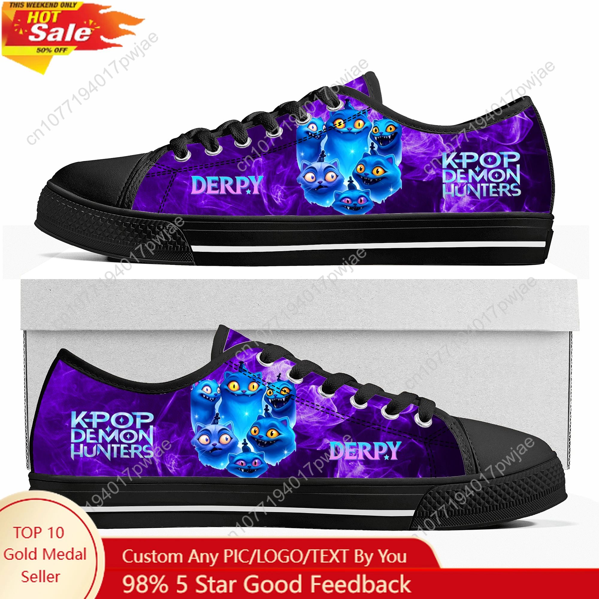 

KPop Demon Hunters Derpy Tiger Low Top High Quality Sneakers Men Women Canvas Sneaker Casual Hiking Lightweight Custom Shoes