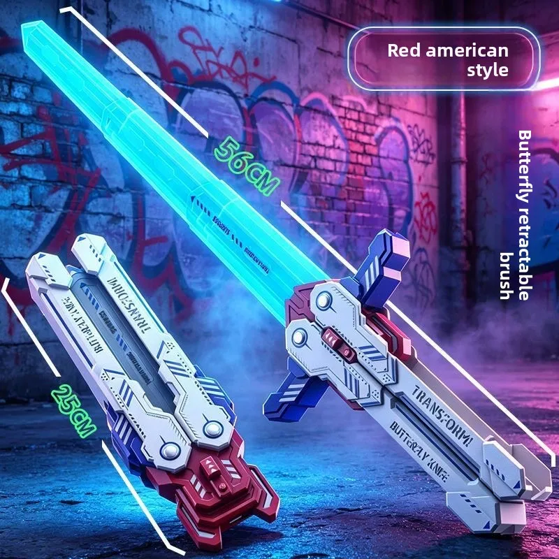Dark Cyber Style Telescopic Butterfly Light Saber, Extendable Glow in Dark Laser Sword, Cosplay Luminous for Birthday Present