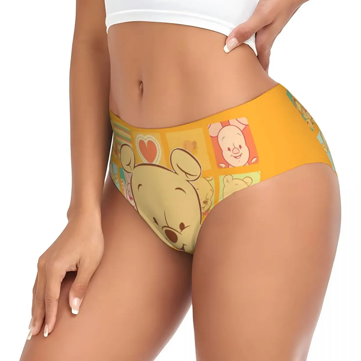 Ropa interior cómoda personalizada de las mujeres de las bragas breves lindas de Winnie The Pooh Kawaii