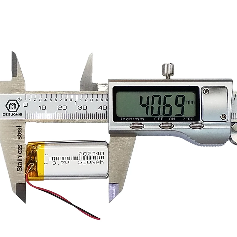 702040 3.7V 500mAh Rechargeable Lithium Polymer Battery for Small Smart Wearable Devices 702530 701525 702535 751524 801350