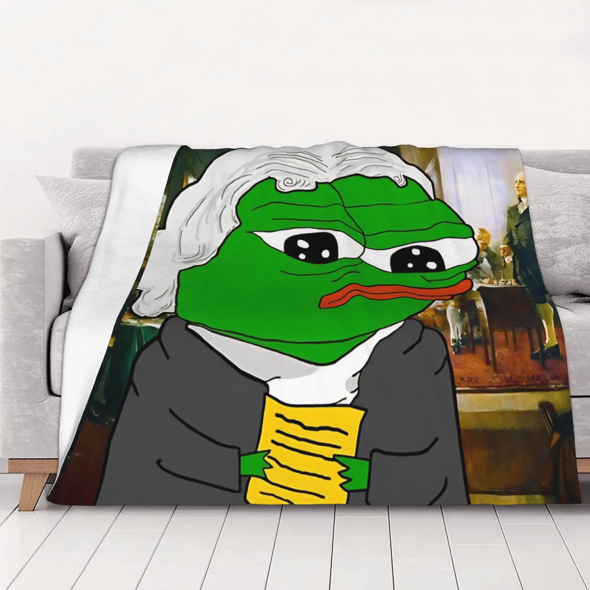 1PC Home Cute Room Decor Founding Father Blanket Throw Blanket Pepe the Frog Novelty Warm Blanket All Season