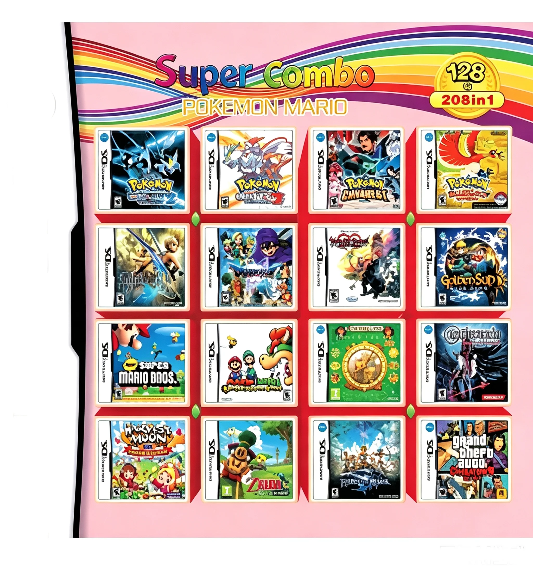 DS Game Card 208 in 1 Video Game Console Card for NDS 3DS