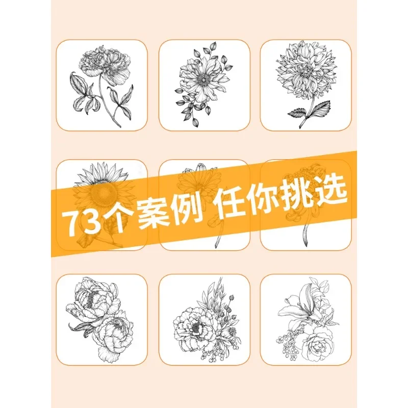 Practice flower line drawing line draft textbook children's drawing sketch tutorial