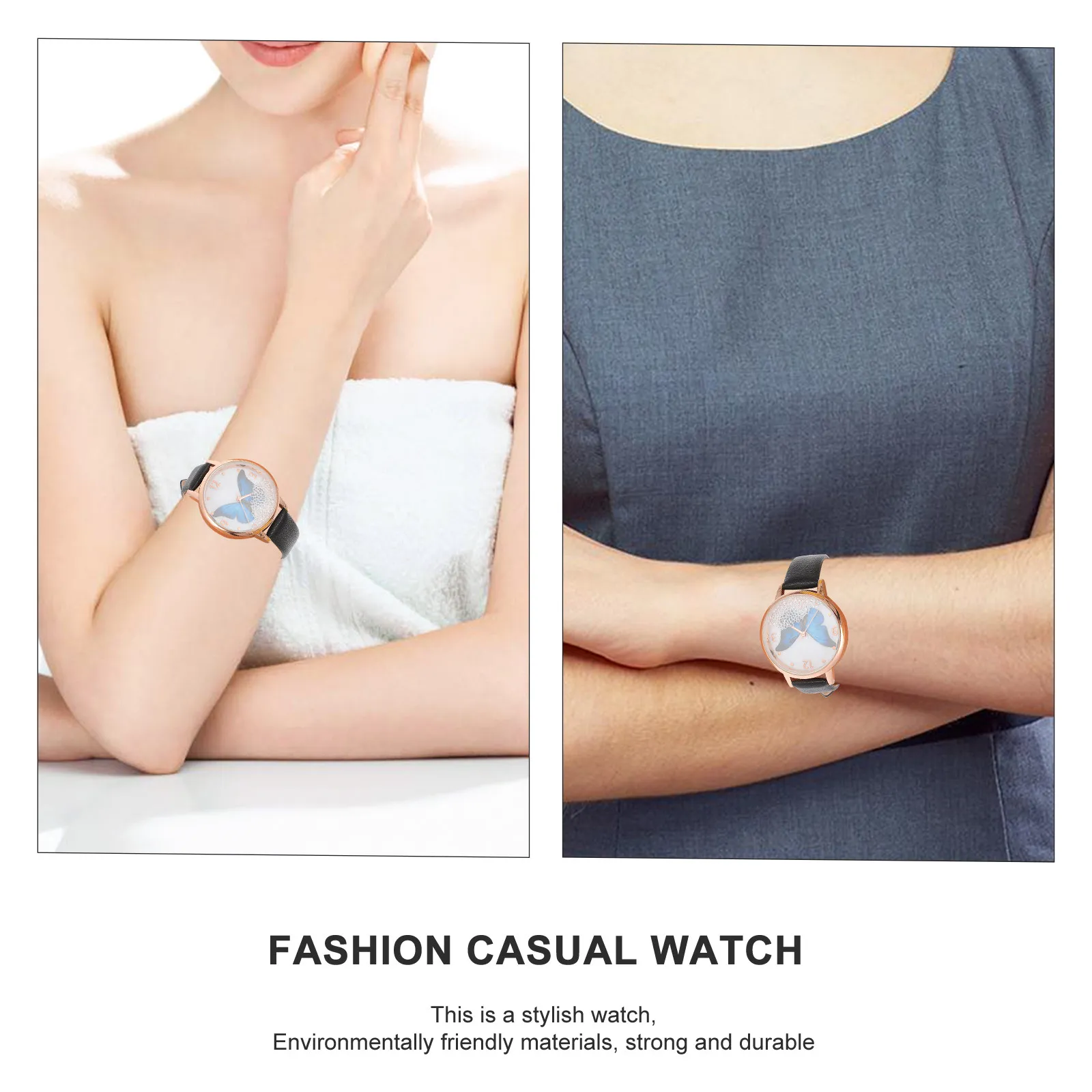 1Pcs Double Dial Quartz Watch Lightweight Alloy Women's Butterfly Fashion Wrist Bracelet Stylish Accurate Time
