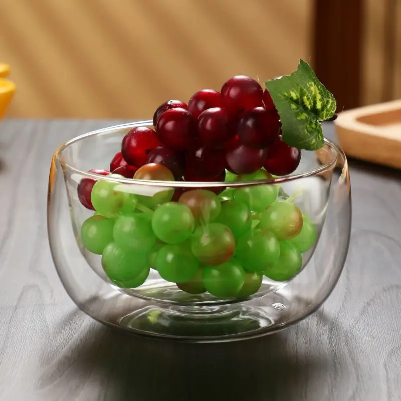 

Salad Bowl Double-layer Glass Bowl Thickened Anti-scalding Simple Transparent Tableware Household Creative Yogurt