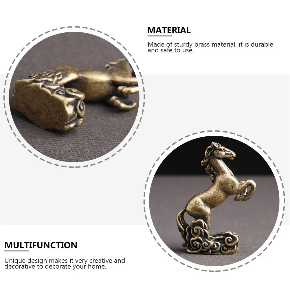 

1pc Vintage Brass Home Adornment Decorative Horse Craft Ornament Desktop Decor Unique Handicraft Gift For Home