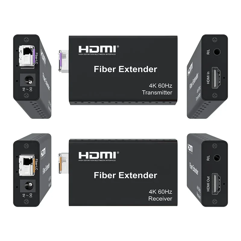 4K 30Hz 4K 60Hz HDMI Extender Via LC SC Fiber Cable 20km with 3.5MM Audio Extractor HDR Video Transmitter and Receiver Converter