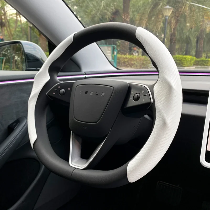 White Interior for Tesla Model 3 Highland Center Console Steering Wheel Cover Sticker Storage Anti-kick Pad Matte White Model 3+