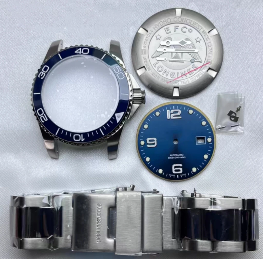 Accesorios de reloj, sustituto Comcast, adecuado para caja de movimiento 2824 8200 8215, juego completo, zafiro