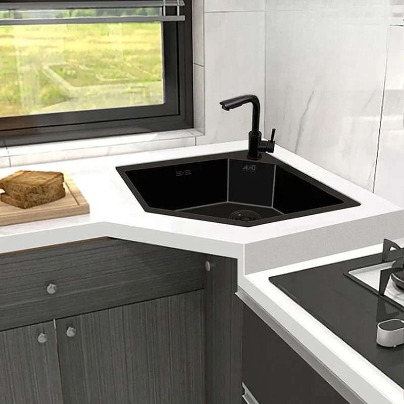 Black gold steel nano handmade corner sink kitchen corner vegetable basin special-shaped sink under the counter sink