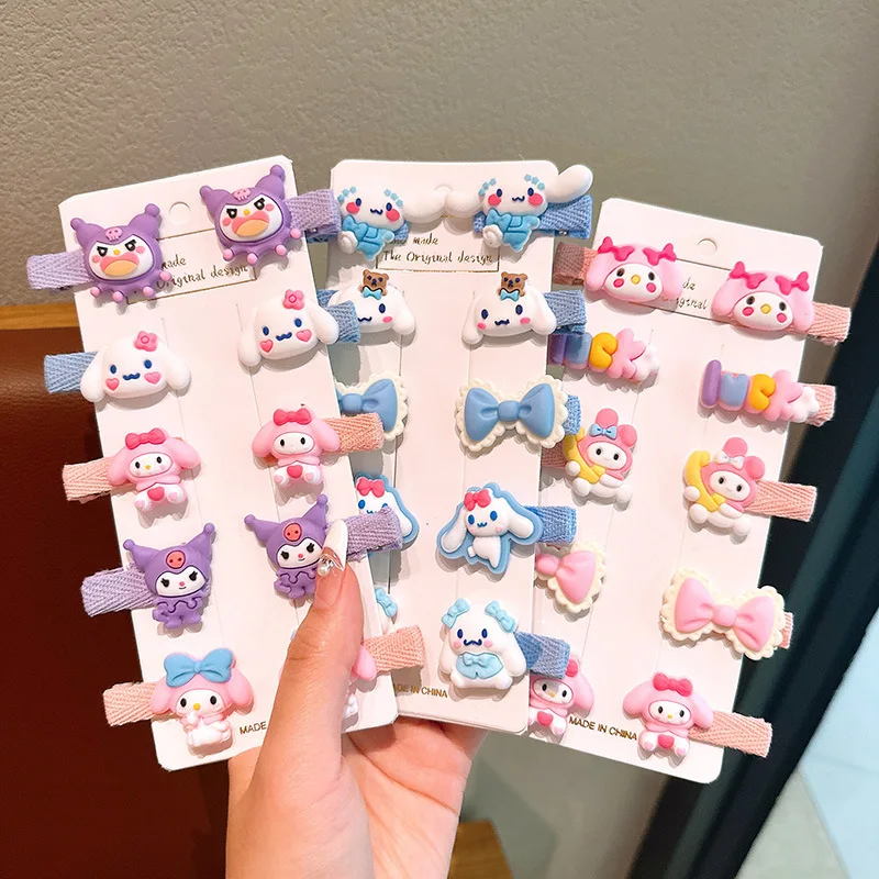 

10Pcs Sanrio Kawaii Children Cartoon Kuromi My Melody Girls Fashion Hair Pin Hairpin Girls Bangs Hair Accessories Birthday Gifts
