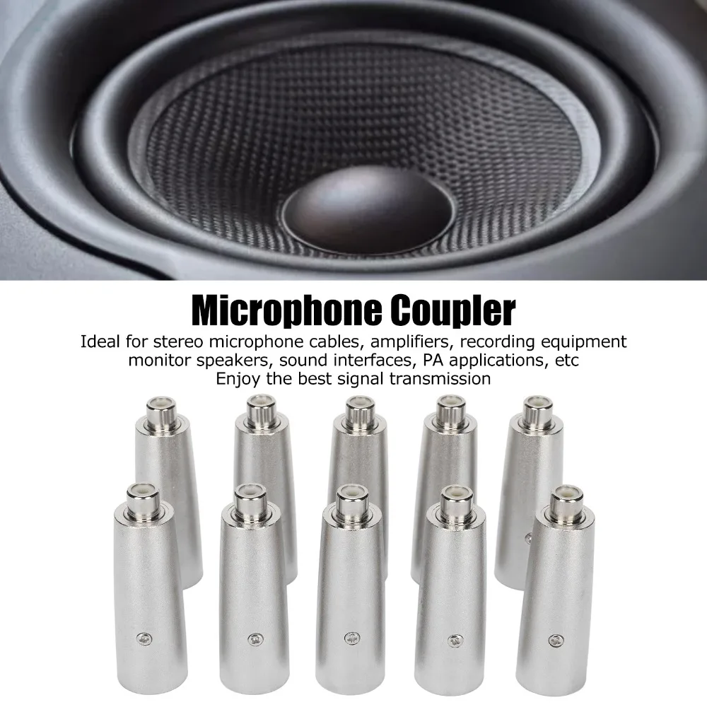 10PCS Female to Male RCA to 3 PIN XLR Adapter Noise Reduction Balanced Signal Conversion Audio Converter Adapter