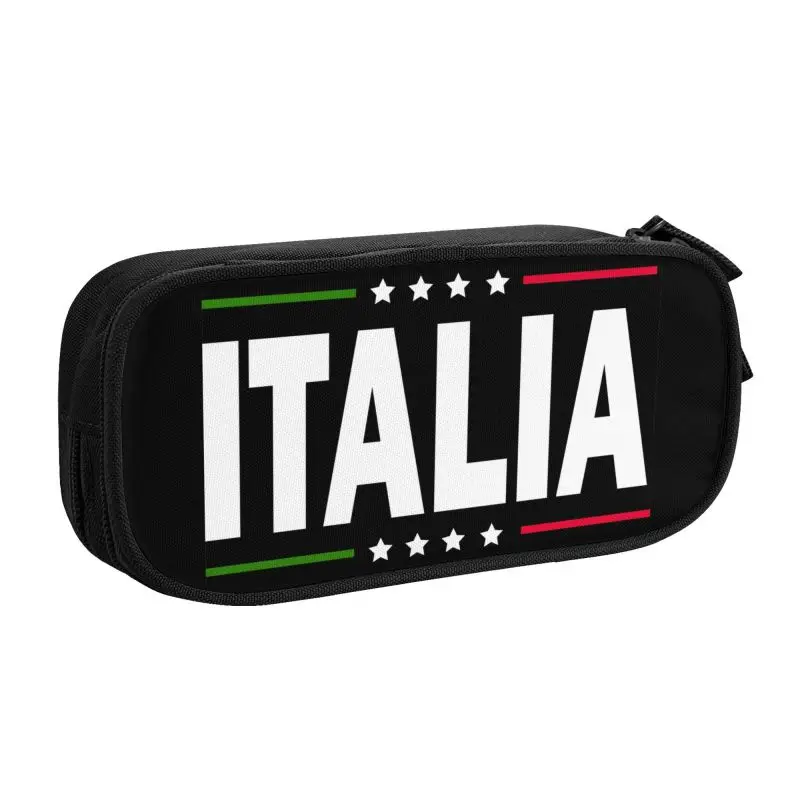 Custom Kawaii Italy Flag Pencil Cases for Girl Boy Large Capacity Italian Proud Pencil Box Stationery