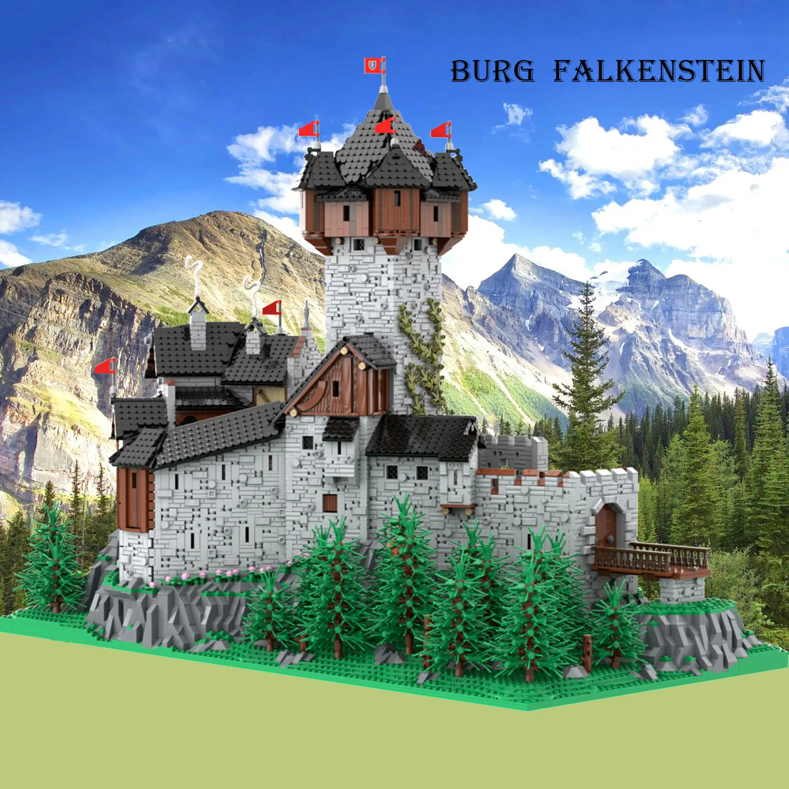 

Изготовленный на заказ MOC: C7704 Средневековый замок Burg Falkenstein, модель 15513, детали