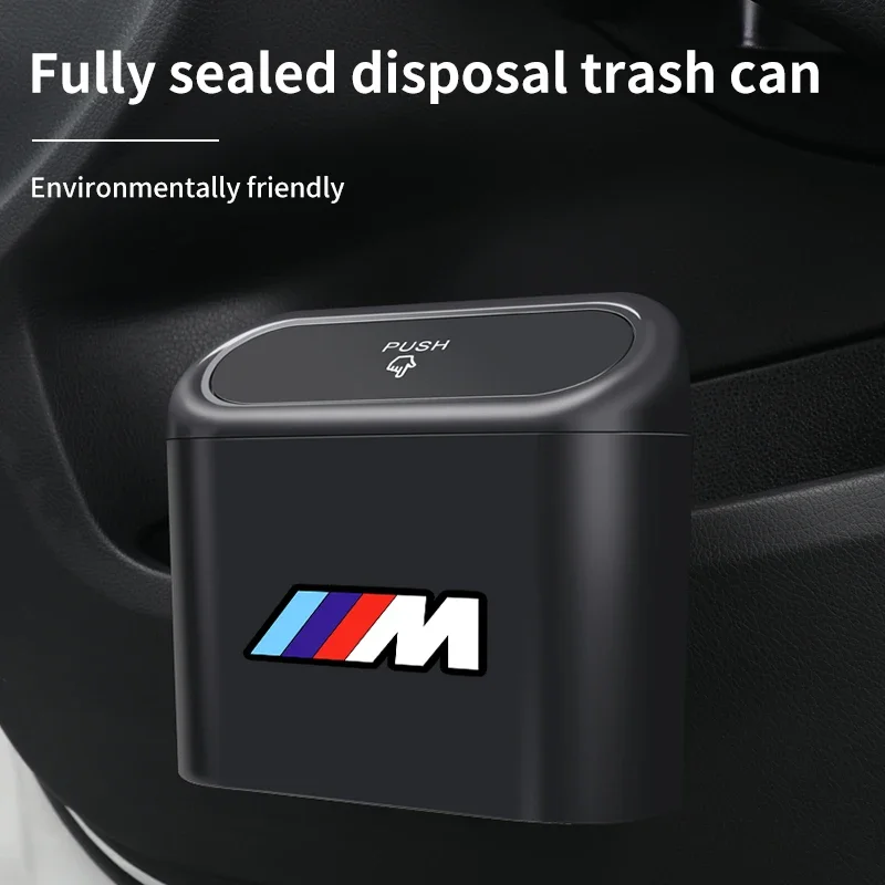 Car Trash Can Hanging Garbage Bin Pressing Box With Lid For BMW M Power Sport M1 M3 M4 M5 M6 E90 E39 F30 F10 X1 X4 X5 X6 G30 G20