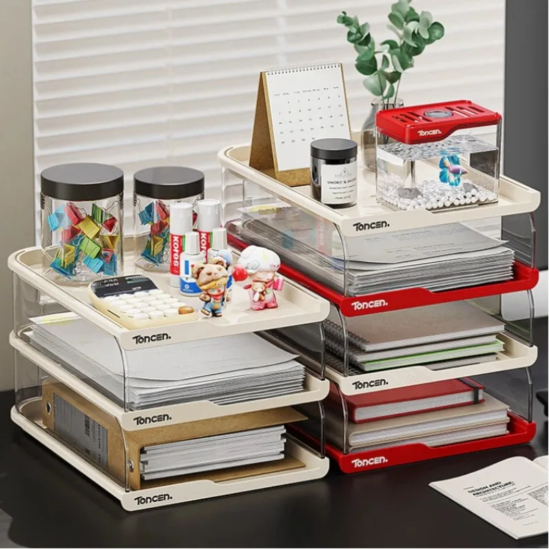 

AILIHUStackable Desktop File Organizer Multi-layer Clear Desk Storage Shelf Home Office Document Tray for Paper and Supplies