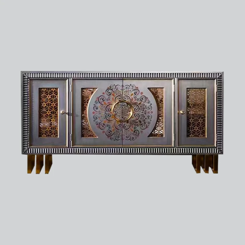 

Входной шкаф в прихожей с ручной росписью, большая квартира, обеденный боковой шкаф в стиле ретро