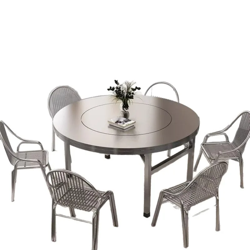 Installation-free 304 extra-thick stainless steel built-in turntable, folding table, large round table for home use