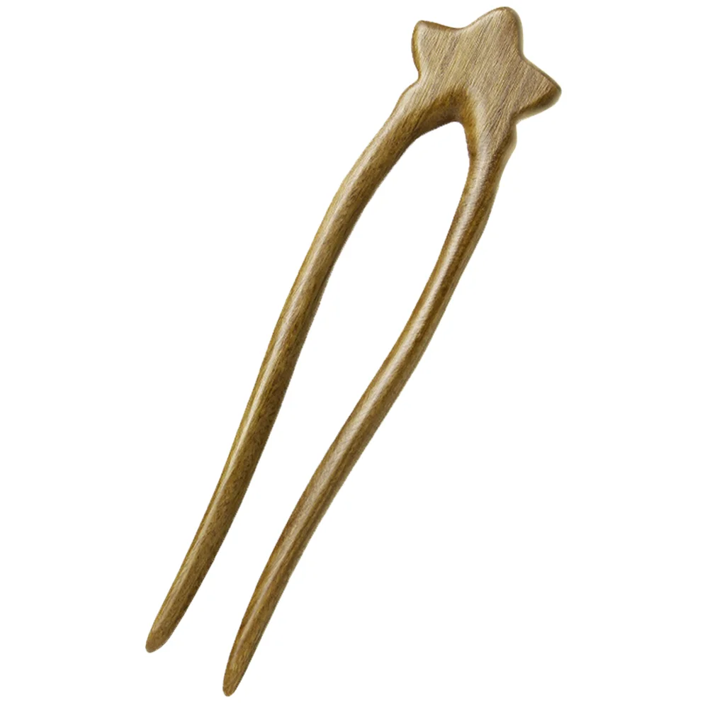 

Green Sandalwood Star Double Hairpin Pins Sticks French for Thick Accessories Forks Buns Miss Shaped