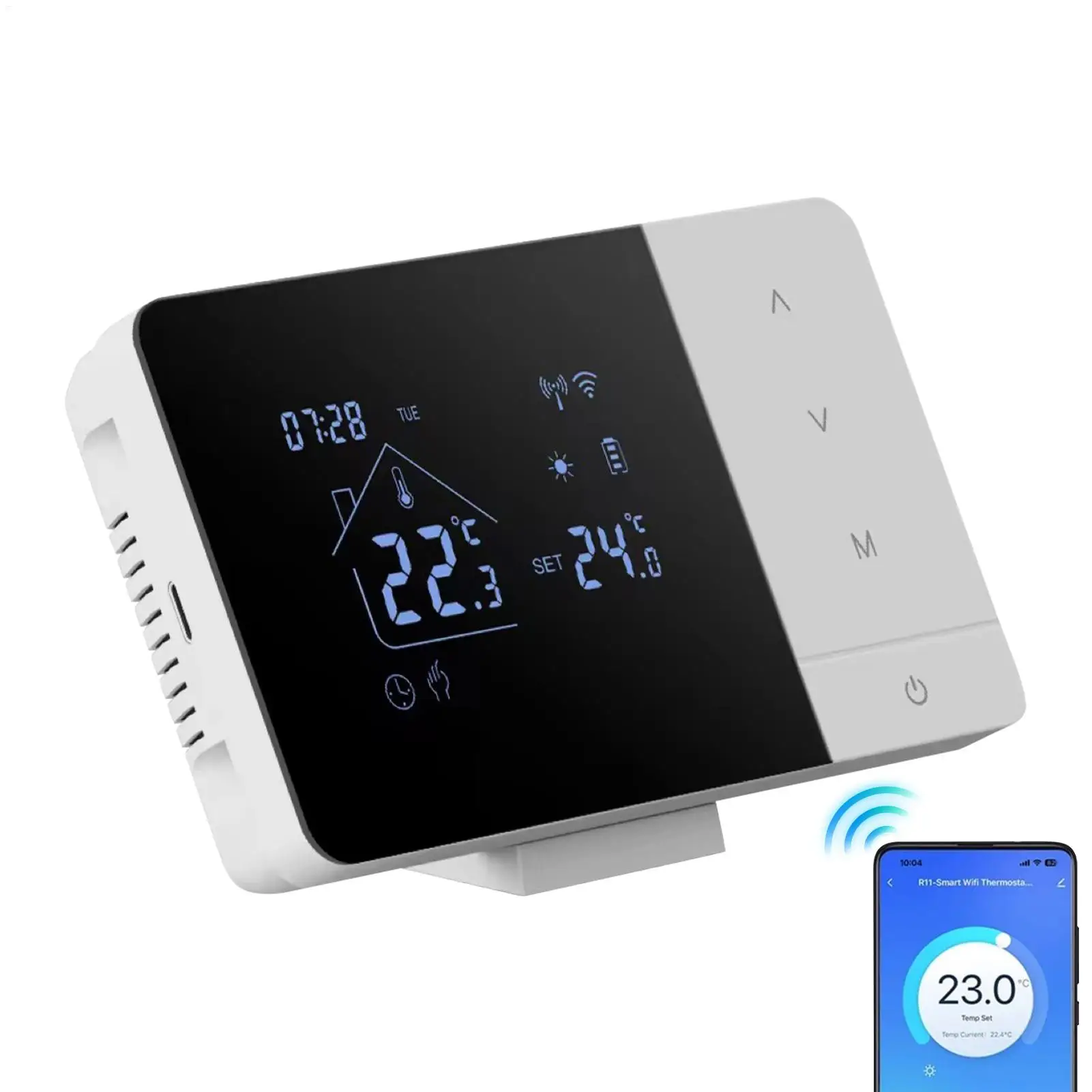 ترموستات لتطبيق المنزل والتحكم الصوتي واي فاي وحدة تحكم في درجة الحرارة مع شاشة تعمل باللمس للمنزل RV فندق غرفة المعيشة الداخلية #1