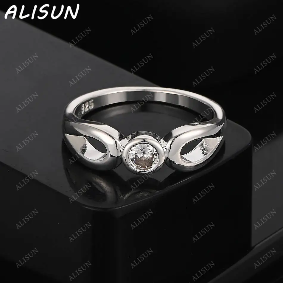 

ALISUN 925 Sterling Silver Size 7-10 Zircon Ring For Women Men Fashion Jewelry Charm Grace Wedding Engagement Accessories