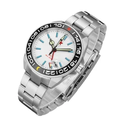 RED STAR GMT Dual Time Zone Automatic Mechanical Mens Watch 40MM 5ATM NH34 Mineral Glass Super Luminous Wristwatch Four Needles