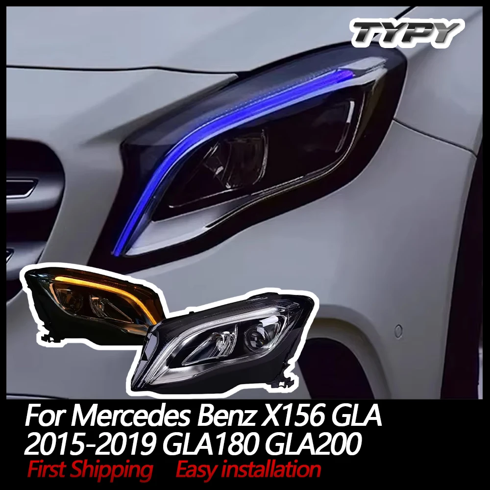 

TYPY Автомобильный фонарь для Mercedes Benz X156 GLA Фара 2015-2019 GLA180 GLA200 Полностью светодиодный налобный фонарь с последовательным указателем поворота Автозапчасти