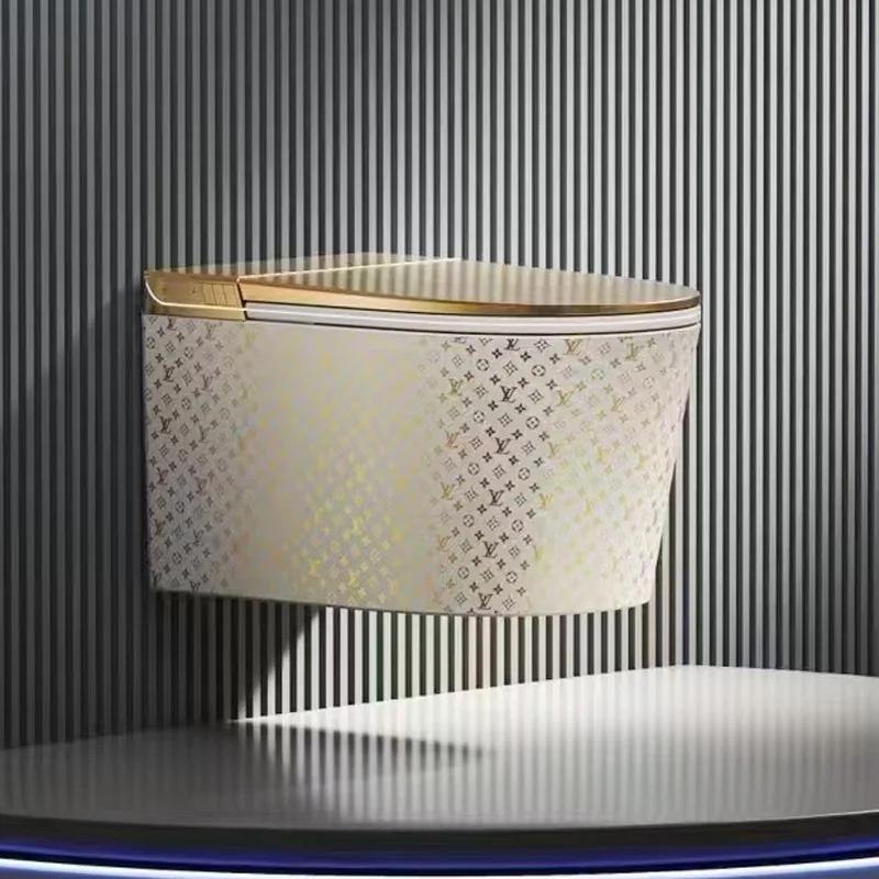 Patrón de oro tiran local colgante inodoro inteligente colgante de pared multifunción
