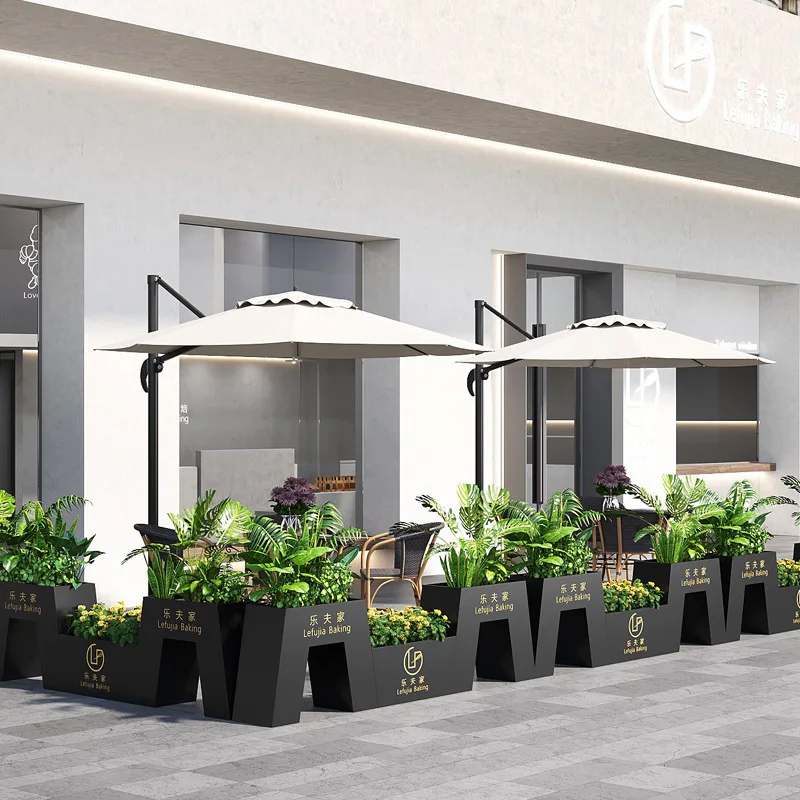 Wrought iron flower box combination outdoor metal flower bed flower slot planting box partition external pendulum
