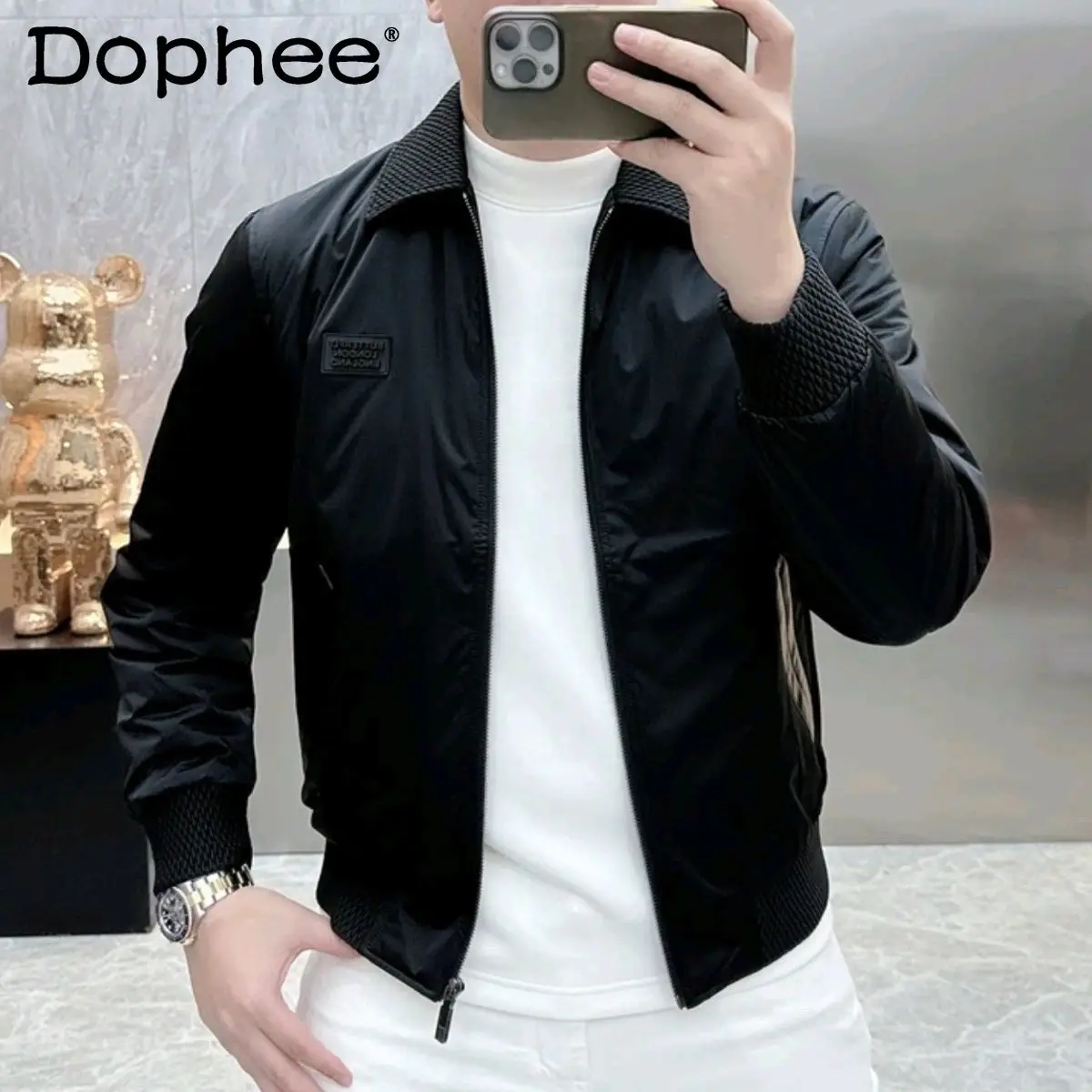 

2025 Spring and Autumn New Luxury Fashion Turn-Down Collar Jacket for Men Simple Versatile High-Quality Loose Casual Coat