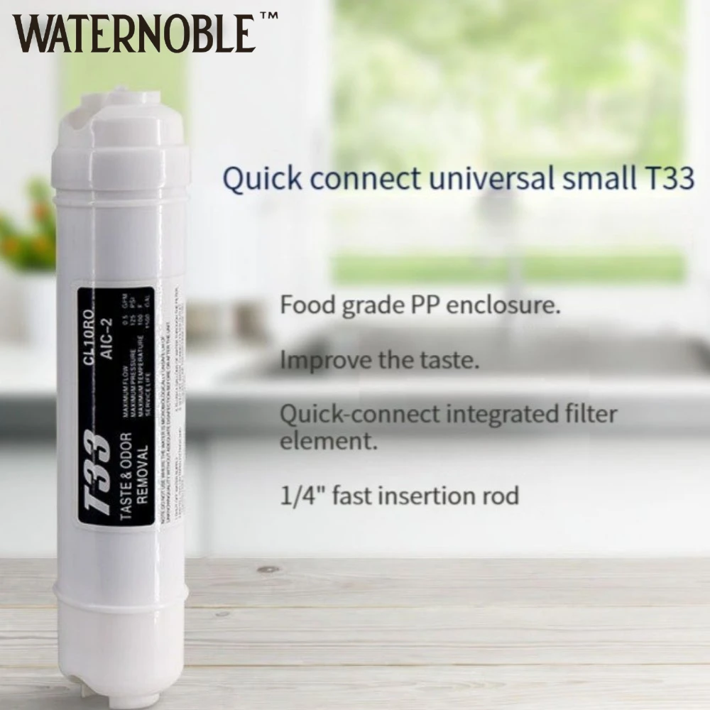 Waternoble T33 Post активированный уголь RO фильтр для воды встроенный для снижения вкуса и запаха подходит для линии воды 1/4 дюйма для холодильников