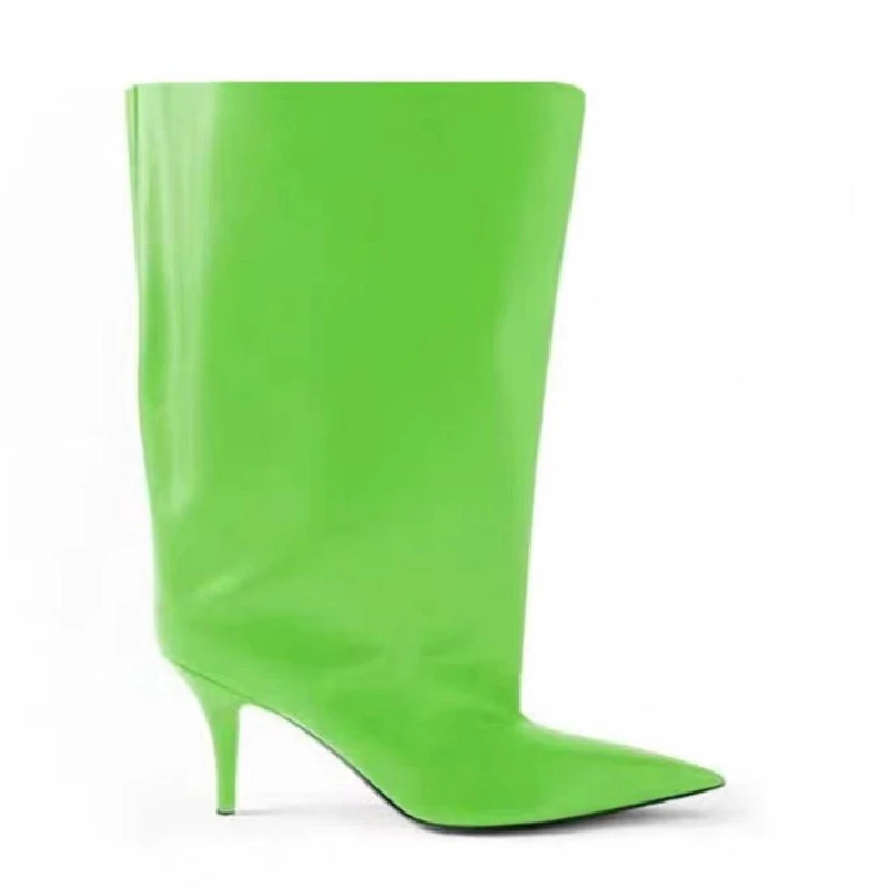 

European and American Spring and Autumn New Short Thigh Boots One-step High Heel Pointed Toe Women's Boots