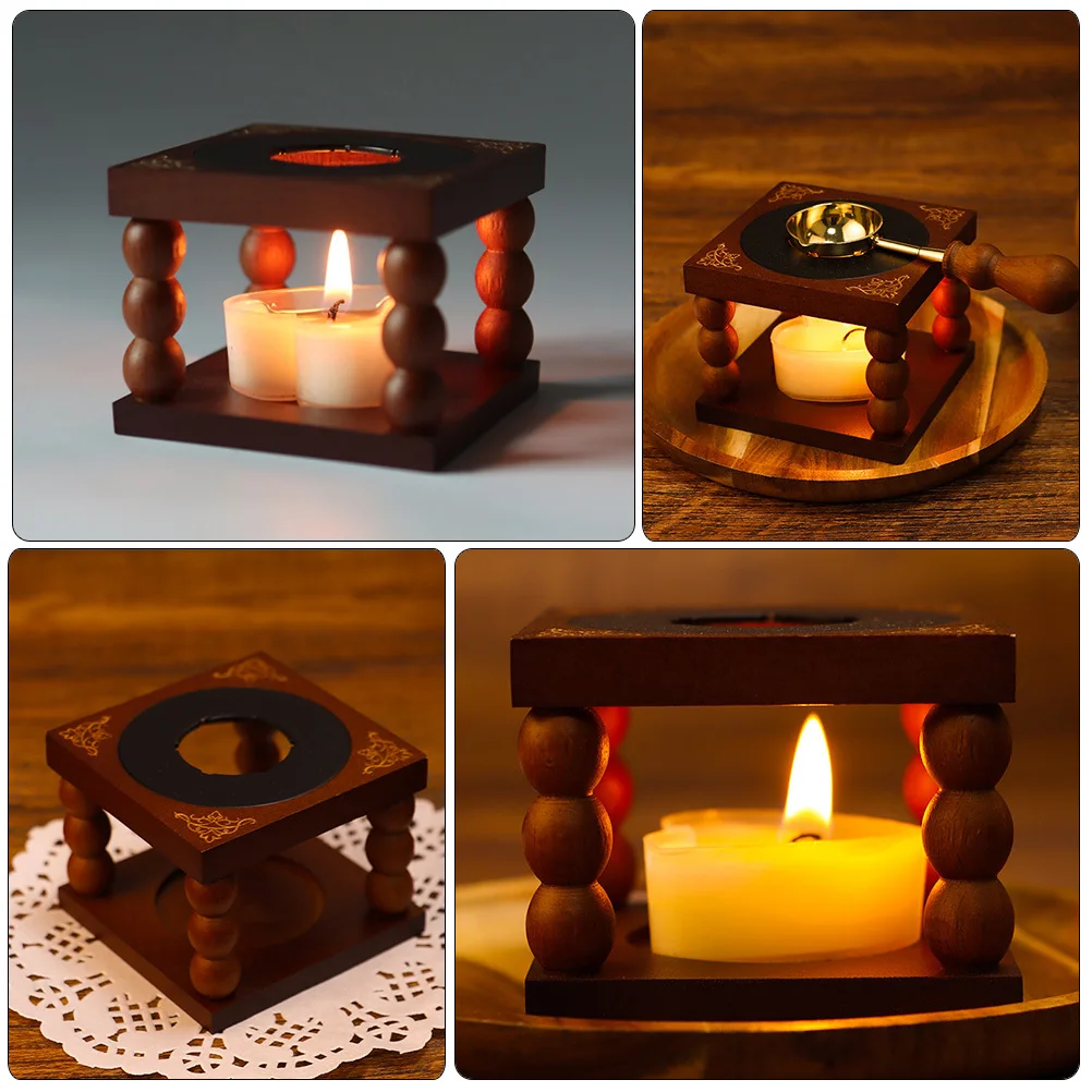 

Wax Seal Warmer Style Compact Metal Wood Wax Melting Pot Lacquer Furnace for Seal Stamps Portable DIY Gift
