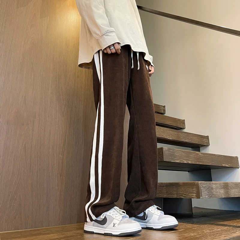 2024 Men Fashion Comfortable Loose Wide Leg Pants Trendy High Street Casual Pants HipHop Sports Pants Hombre Large Straight Leg