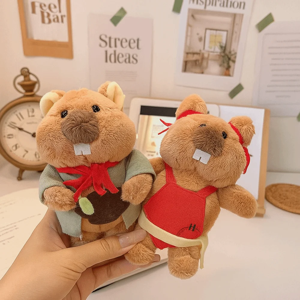 Cartoon Design Groundhog Plush Keychain Stuffed Doll Soft Texture Groundhog Backpack Doll Kawaii Lovely Plush Bag Pendant