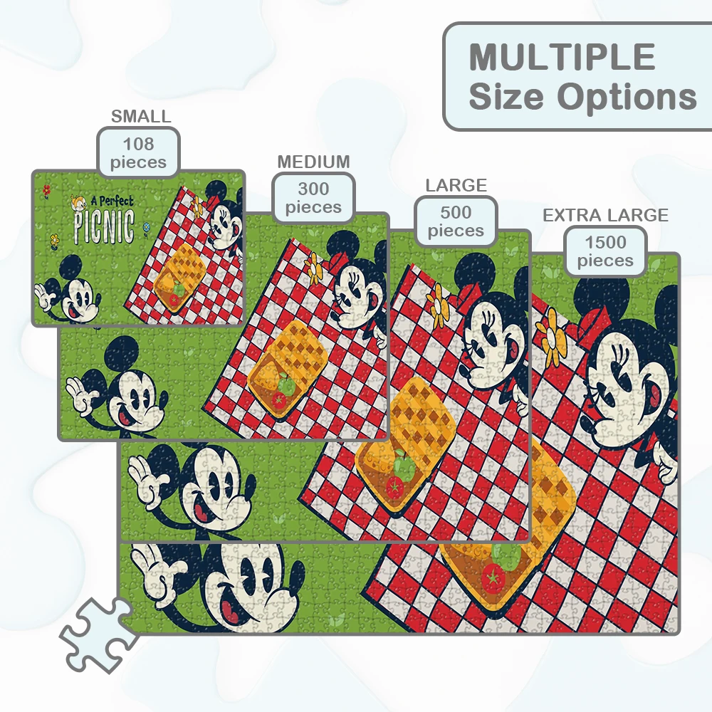 Mickey and Minnie's Picnic DIY Jigsaw Puzzles Disney Cartoon Runaway Railway Inspired Unique Design Games and Puzzles for Adults
