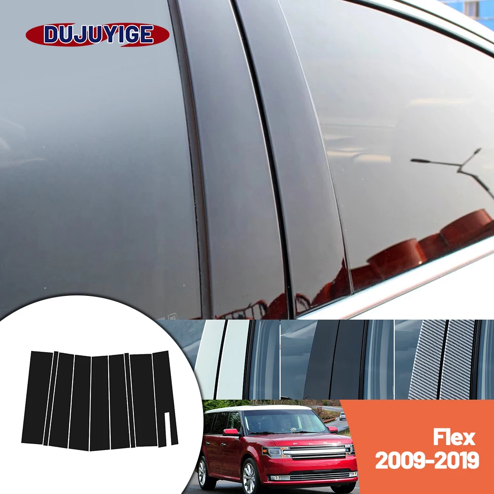 

9pcs Bright black carbon fiber door and window B C Pillar sticker suitable For Ford Flex 2009-2019 2010 2011 2012 2013 2014
