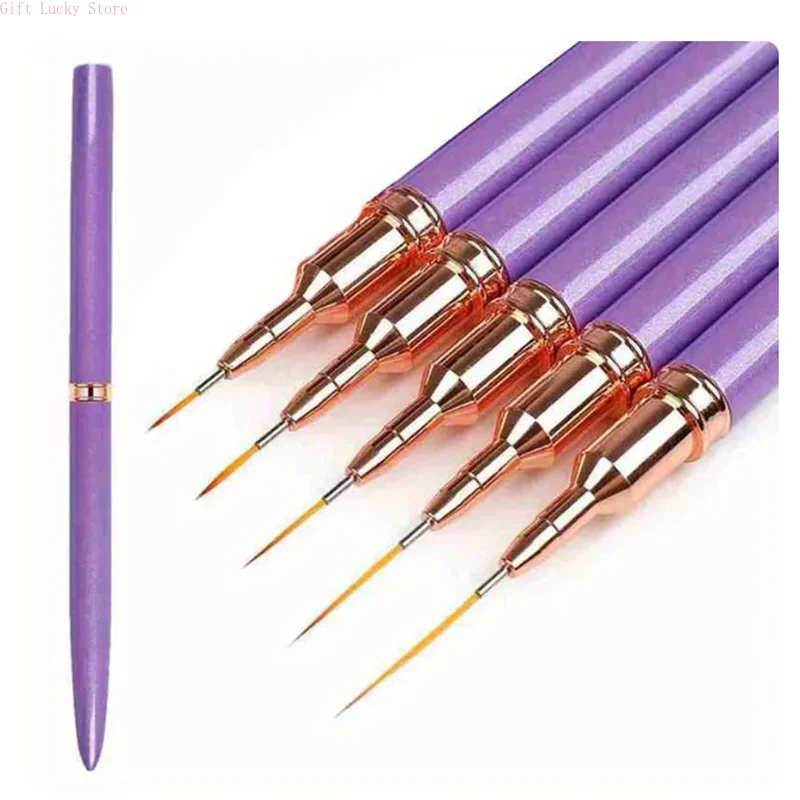 5 Teile/satz Nail art Liner Pinsel Set Längliche Linien Striping Zeichnung UV Gel Malerei Nagel Design Stift Professionelle Maniküre Werkzeug