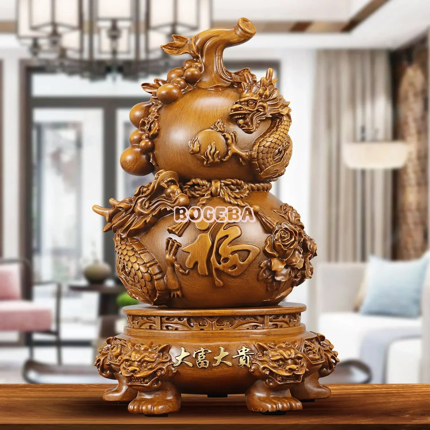 

Fugui Gourd Double Dragon Play Pearl Statue Crafts Living Room Wine Cabinet Desk Home Decoration Opening and Relocation Gifts