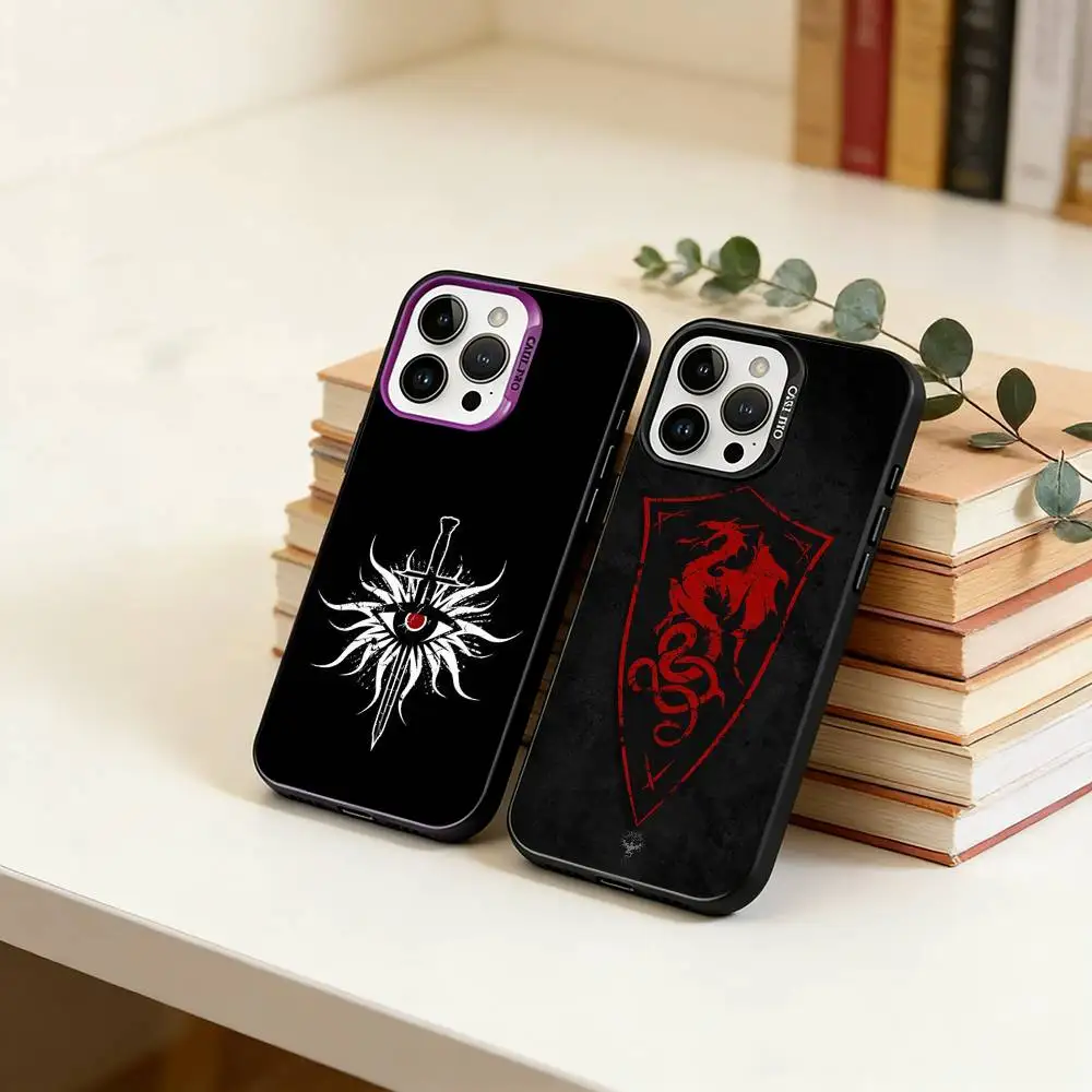 Coque de téléphone Game Dragon Age Inquisition pour iPhone 17, 16, 15, 14, 13, 12, 11 Plus, Pro Max, XS, Housse colorée argent et noir