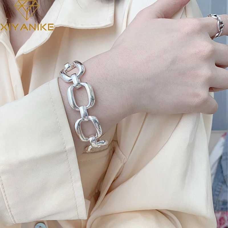 

XIYANIKE 2022 New Fashion Boho Thick Chain Link Bracelets Bangles For Women Girls Punk Jewelry Gift Party Wedding bracelet femme
