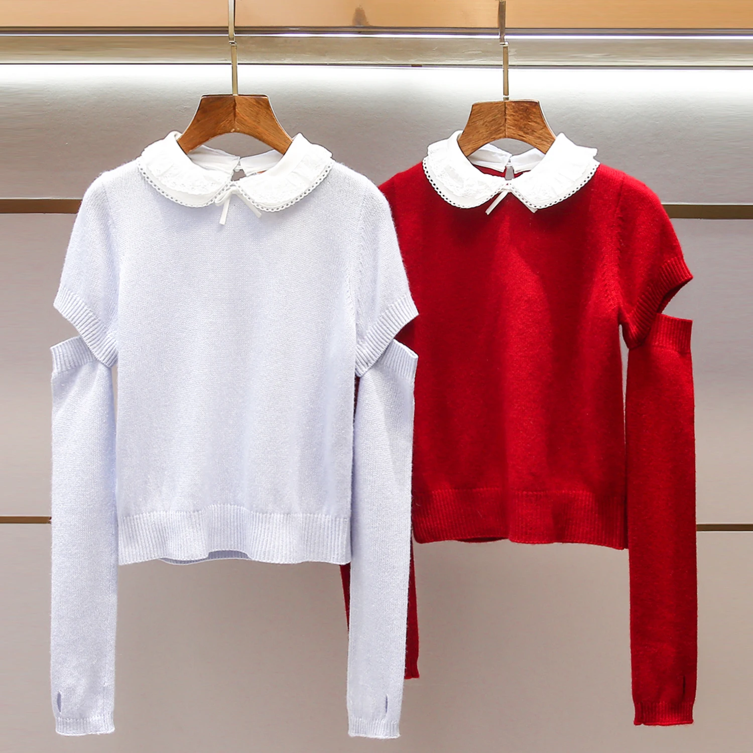 

Premium Spring New Sle Detachable Sve Yarn Knitted Sweater Doll Collar Women's Faion Soft Medium Thin Long Sve