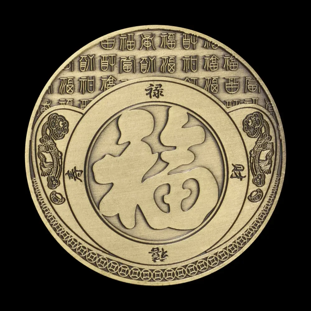 Twelve Zodiac Tiger Commemorative Coins Bronze Plated Tiger New Year Souvenirs Coin Home Decoration