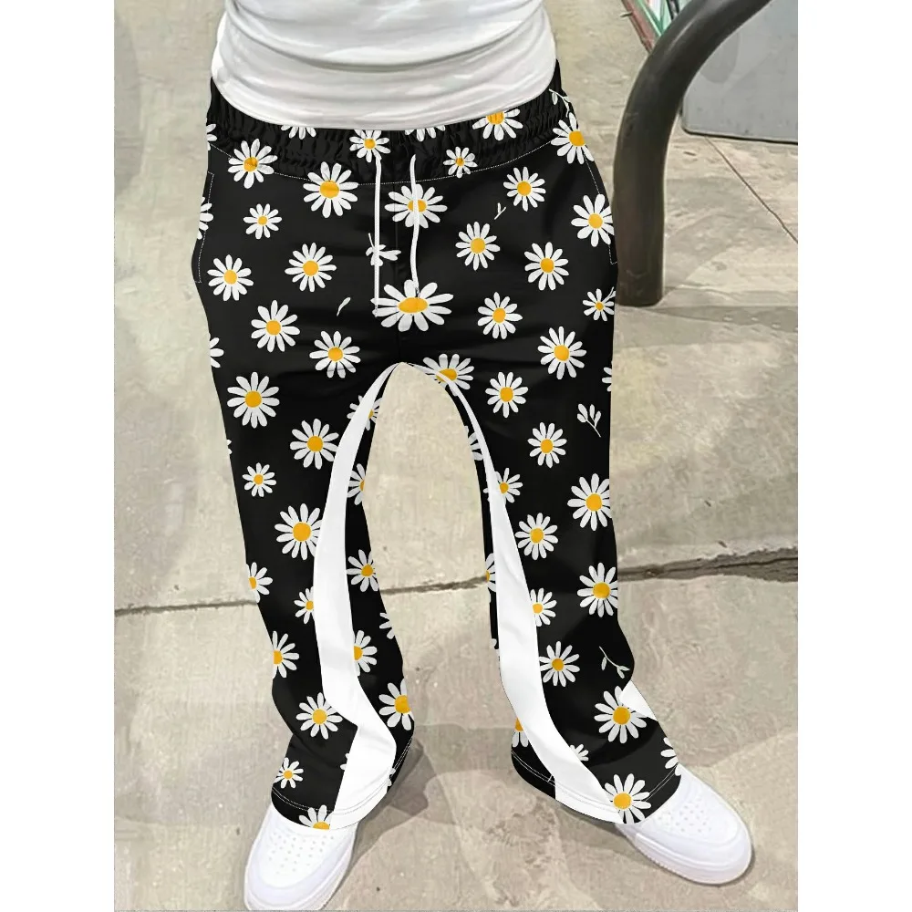 

Y2k Flared Pants Men Loose 3D Print Trousers Casual Sweatpants Mid Waist Sporty Female Clothes Streetwear Hip Hop Vintage Pants