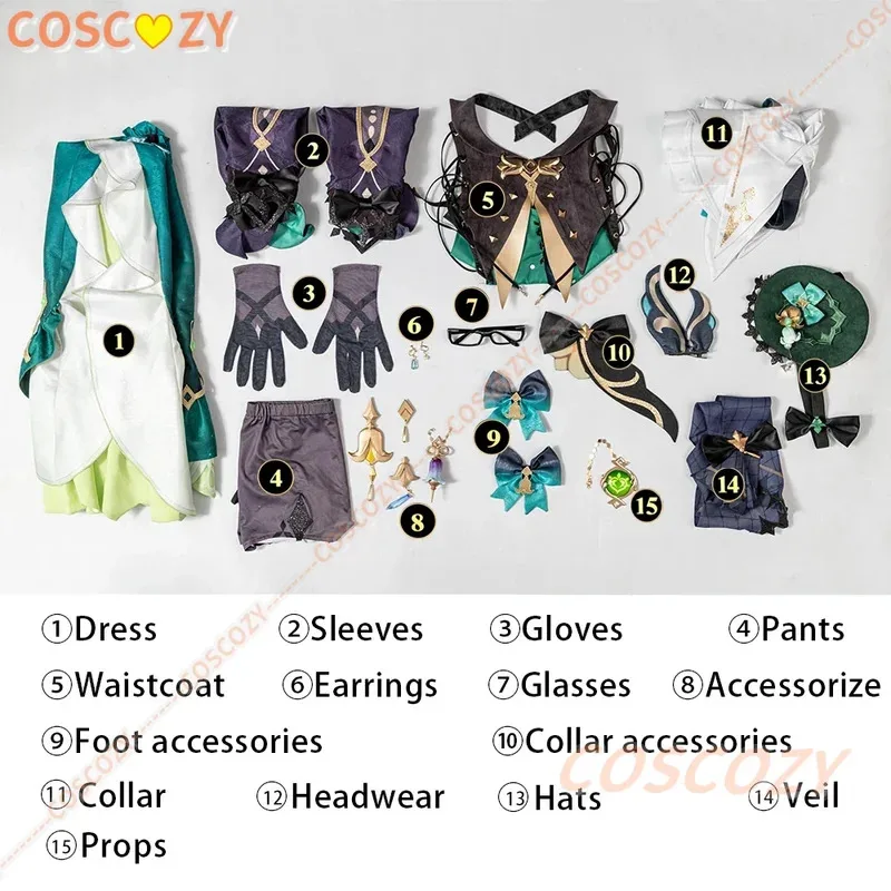 Genshin-traje de juego de perfumista Emilie de impacto, precioso vestido, uniforme, disfraz de Cosplay, peluca, fiesta de Halloween, traje de juego de rol para mujer