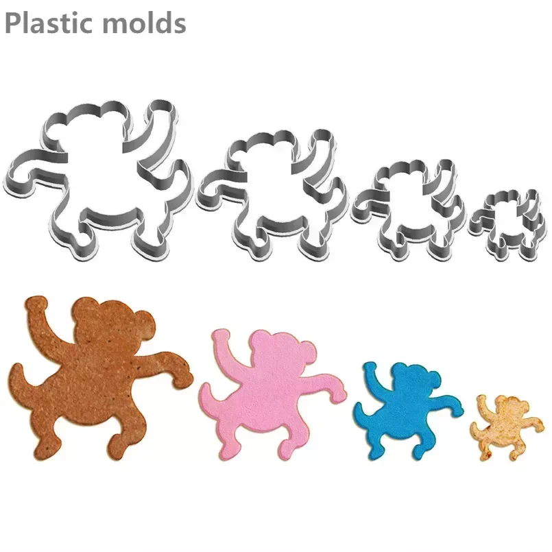 Four Specifications Cartoon Animals,Naughty Monkey,Plastic Molds,Cake Pastry Fondant Decorate Tools,Cookie Cutters